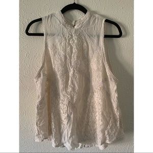 Sleeveless High Neck Lace Top